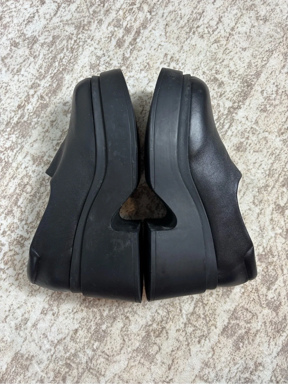UNIF Black Leather Flex Platform Slip On Shoe Size 11